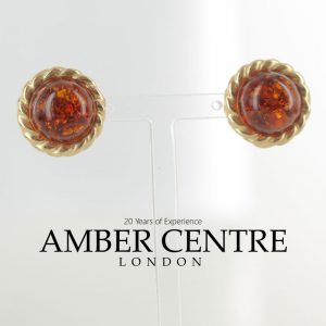 Italian Handmade German Baltic Amber Large Stud Earrings In 9Ct Solid Gold GS0060 RRP425!!!
