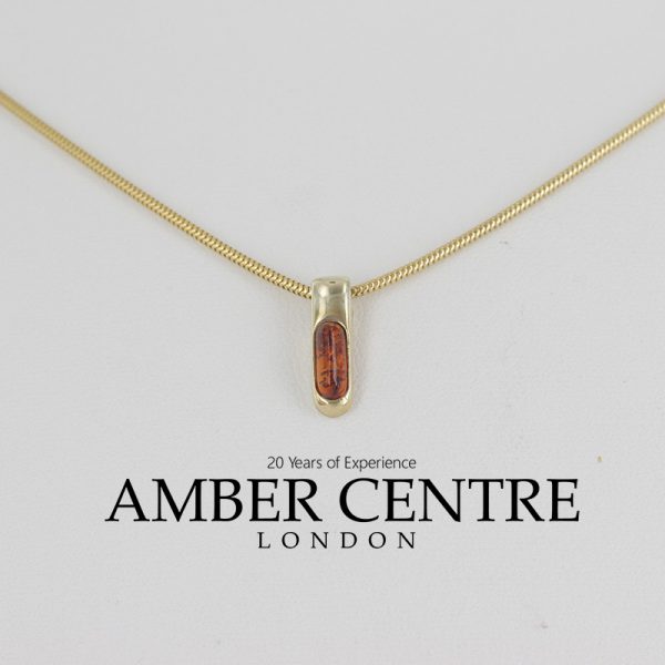Italian Handmade Modern Stylish German Baltic Amber Pendant in 9ct solid Gold - GP0134 RRP£100!!!