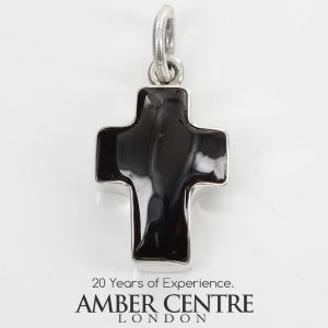 CROSS PENDANT HANDMADE UNIQUE GERMAN BALTIC AMBER IN 925 SILVER PD127 RRP£85!!!