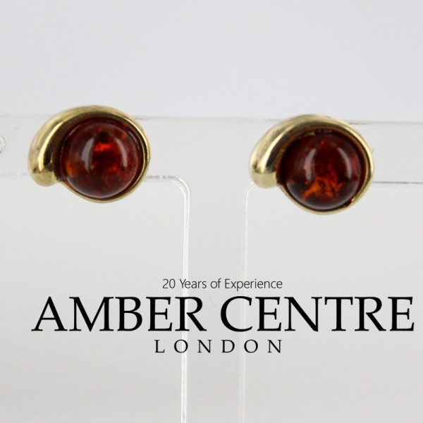 Italian Made German Baltic Amber Stud Earrings In 9ct solid Gold GS0072 RRP£145!!!