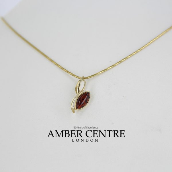 Italian Handmade Elegant Modern German Amber Pendant in 9ct solid Gold -GP0140 RRP£145!!!