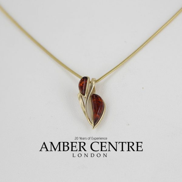 Italian Handmade Elegant Stylish German Baltic Amber Pendant in 9ct solid Gold -GP0142 RRP£195!!!