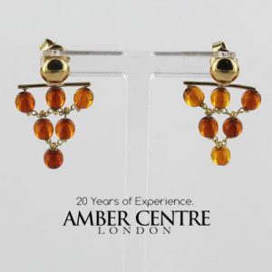 Italian Handmade Unique German Baltic Amber in 9ct Gold Drop Earrings GE0079 RRP£195!!!