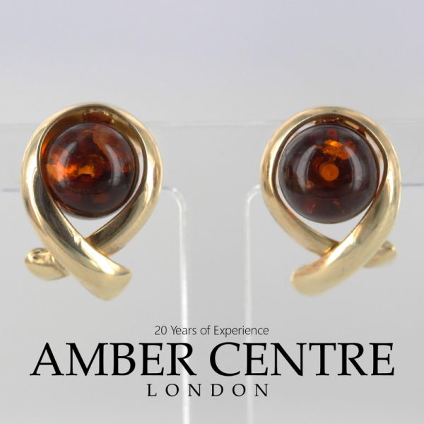 Italian Made Unique German Baltic Amber "Kiss" Studs In 9ct Gold GS0129 RRP£195!!!