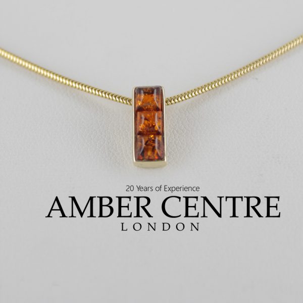 Italian Handmade Modern Elegant German Baltic Amber Pendant in 9ct Gold -GP0147 RRP£95!!!