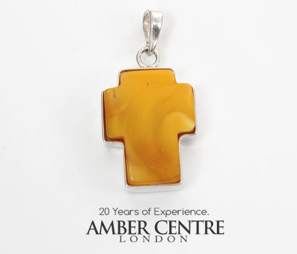 ANTIQUE BUTTERSCOTCH BALTIC AMBER HANDMADE CROSS PENDANT-PD082RRP£125!!!