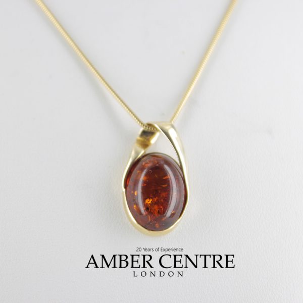 Italian Handmade Elegant Stylish German Baltic Amber Pendant in 9ct Gold -GP0148 RRP£375!!!