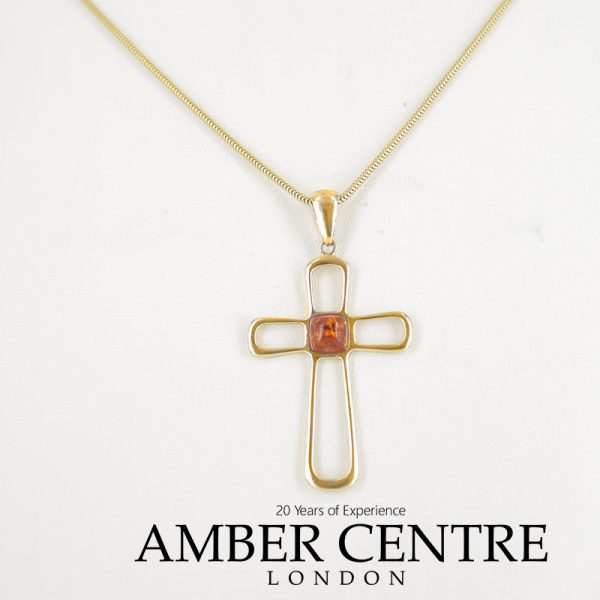 Italian Handmade Modern German Baltic Amber Cross Pendant in 9ctGold- GP0150 RRP£175!!!