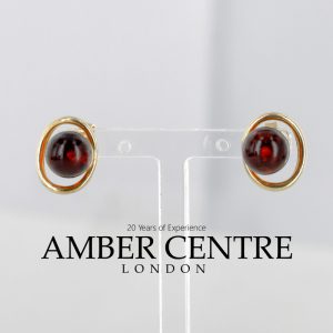 ITALIAN HANDMADE GERMAN AMBER STUD EARRINGS IN 9CT Solid GOLD GS0127 RRP£175!!!