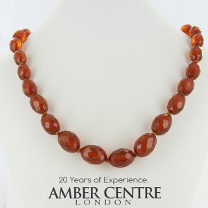 Antique German Red Honey Baltic Amber Unique Beaded Necklace A0122 RRP£1000!!