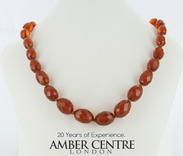 Antique German Red Honey Baltic Amber Unique Beaded Necklace A0122 RRP£1000!!