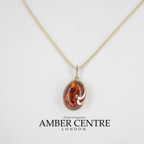 Italian Handmade Modern Elegant German Baltic Amber Pendant in 9ct Gold -GP0152 RRP£295!!!