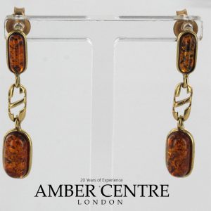 Italian Handmade Unique German Baltic Amber in 9ct Gold Drop Earrings GE0080 RRP£195!!!