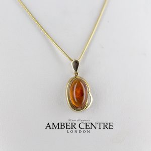 Italian Handmade Unique Elegant Modern German Baltic Amber Pendant in 9ct solid Gold -GP0169 RRP£225!!!!!!