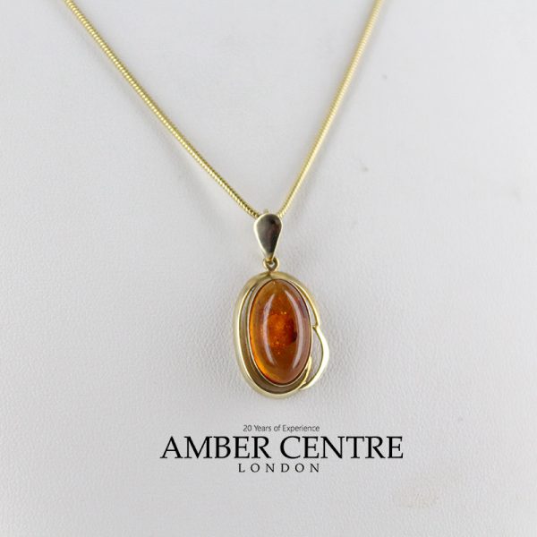 Italian Handmade Unique Elegant Modern German Baltic Amber Pendant in 9ct solid Gold -GP0169 RRP£225!!!!!!