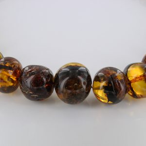 German Baltic Amber Natural Unique Bead Necklace with organic inclusions Handmade A301 RRP£3950!!!