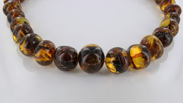 German Baltic Amber Natural Unique Bead Necklace with organic inclusions Handmade A301 RRP£3950!!!