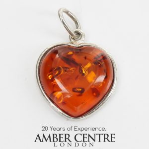 Heart Pendant Elegant Handmade Baltic Amber in 925 Silver PD091 – RRP£45!!!