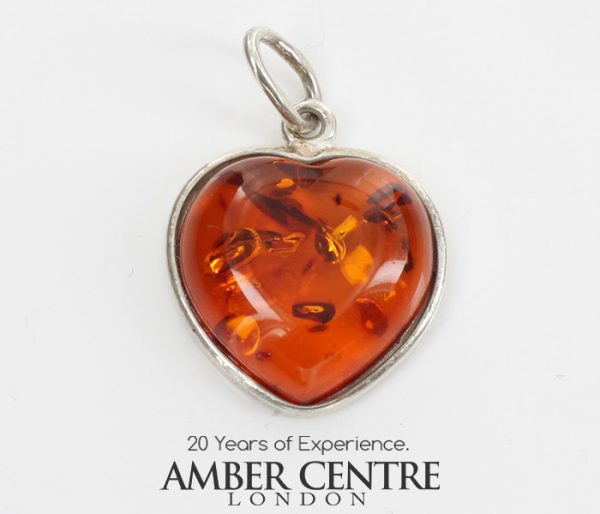 Heart Pendant Elegant Handmade Baltic Amber in 925 Silver PD091 – RRP£45!!!