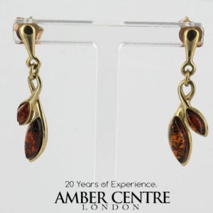 Italian Handmade Unique German Baltic Amber in 9ct Gold Drop Earrings GE0081 RRP£195!!!