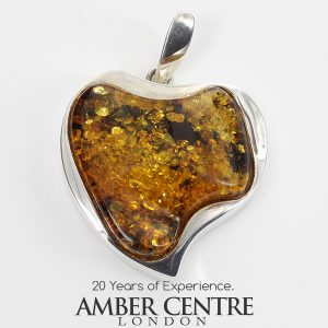 Heart Pendant Handmade German Baltic Amber in 925 Silver PD092 – RRP£225!!!