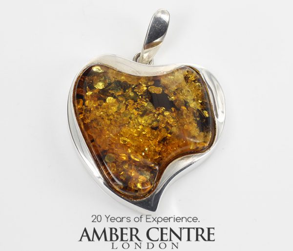 Heart Pendant Handmade German Baltic Amber in 925 Silver PD092 – RRP£225!!!