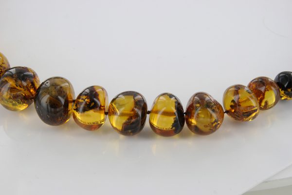 German Baltic Amber Natural Unique Bead Necklace with organic inclusions Handmade A301 RRP£3950!!!