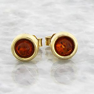 Italian Made Unique 9ct Solid Gold German Baltic Amber Stud Earrings GS0049 RRP£125!!!