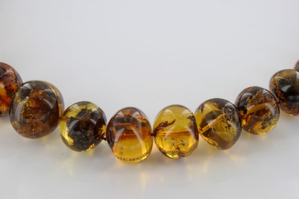 German Baltic Amber Natural Unique Bead Necklace with organic inclusions Handmade A301 RRP£3950!!!