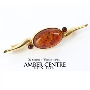 Italian Handmade Elegant German Baltic Amber Brooch in 18ct Gold GB0029 RRP£1000!!!