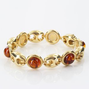 ITALIAN HANDMADE GERMAN BALTIC AMBER BRACELET IN 14CT GOLD GBR108-RRP£3000!!!