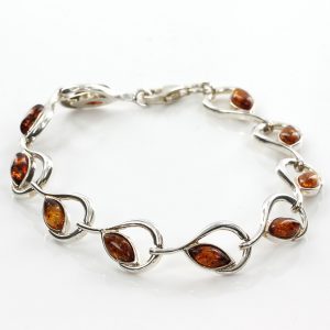Italian Style German Baltic Amber Elegant Bracelet 925 Sterling Silver BR046 RRP£120!!!