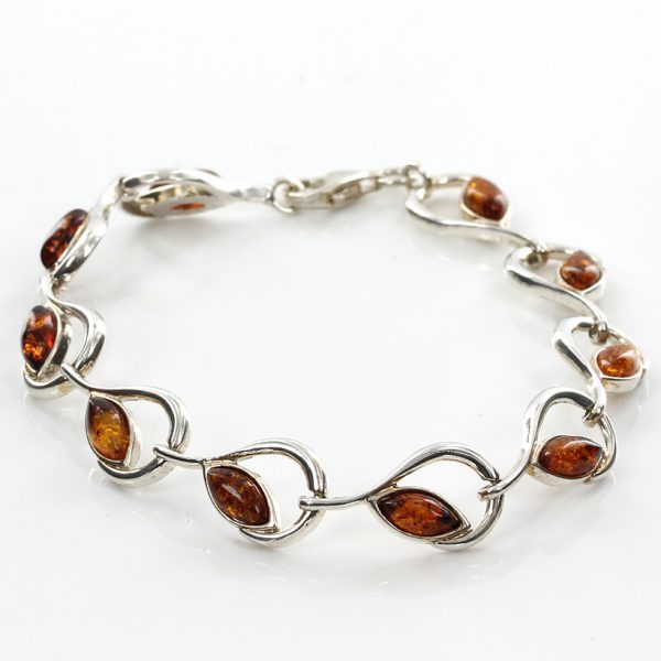 Italian Style German Baltic Amber Elegant Bracelet 925 Sterling Silver BR046 RRP£120!!!