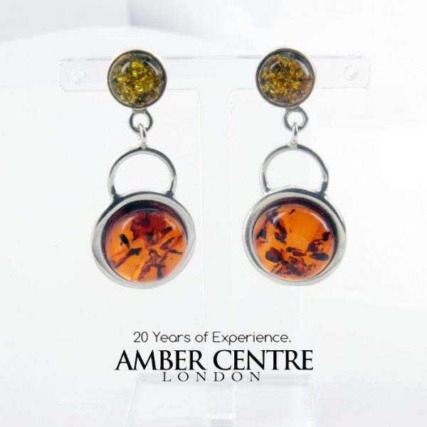 GERMAN BALTIC HANDMADE AMBER ELEGANT EARRINGS 925 SILVER E0059 RRP£70.00!!!