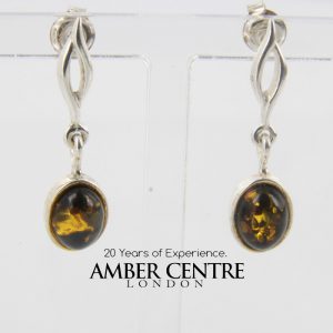 Italian Made Elegant Green Baltic Amber 925 Silver Earrings E0106 RRP£25!!!