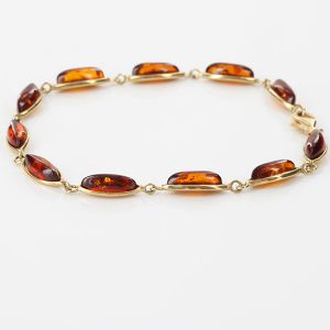 ITALIAN HANDMADE GERMAN BALTIC AMBER BRACELET IN 9CT solid GOLD GBR033-RRP£475!!!