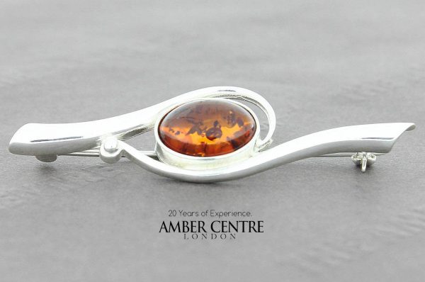 Amber Brooch German Baltic Amber 925 silver unique handmade - BD0110 RRP£60!!!