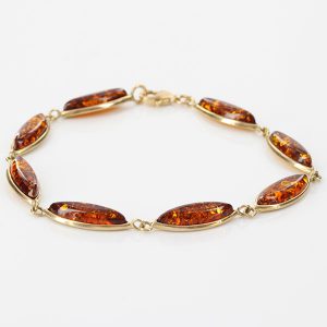 ITALIAN HANDMADE GERMAN BALTIC AMBER BRACELET IN 9CT solid GOLD GBR035-RRP£450!!!