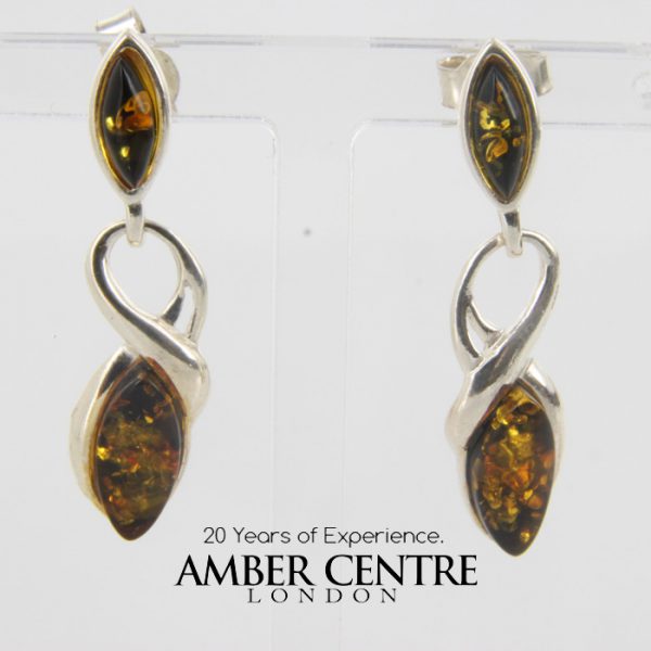 Italian Made Elegant German Baltic Amber 925 Silver Earrings E0102 RRP£35!!!