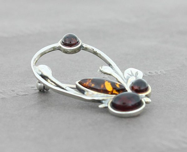 Handmade German Baltic Amber Elegant Brooch 925 sterling silver BD0109 RRP£30!!!