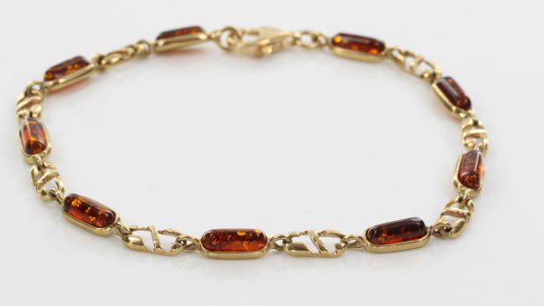 ITALIAN HANDMADE GERMAN BALTIC AMBER BRACELET IN 9CT solid GOLD GBR059-RRP£495!!!