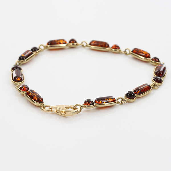 ITALIAN HANDMADE GERMAN BALTIC AMBER BRACELET IN 9CT solid GOLD GBR058-RRP£500!!!