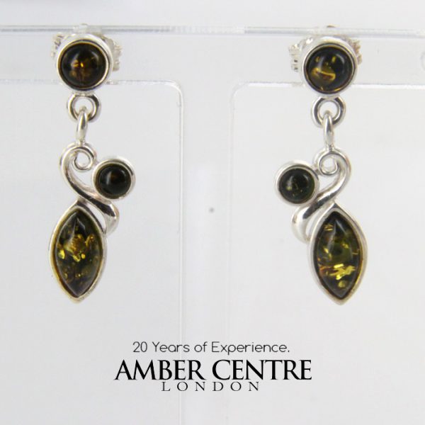 Italian Design German Baltic Amber 925 Silver Elegant Earrings E0124 RRP£35!!!