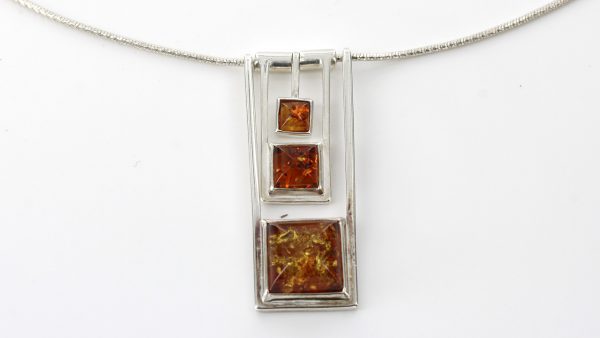 AMBER NECKLACE Handmade MODERN GERMAN Amber IN 925 SILVER N021 RRP£90!!!