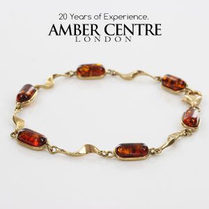 ITALIAN HANDMADE GERMAN BALTIC AMBER BRACELET IN 9CT solid GOLD GBR056-RRP£425!!!