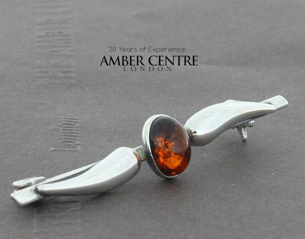 Handmade German Baltic Amber Classic Brooch 925 Solid Silver - BD0103 RRP£30!!!