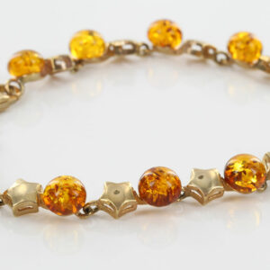 ITALIAN MADE LUCKY STAR GERMAN BALTIC AMBER BRACELET 9CT GOLD GBR135 RRP£850!!!