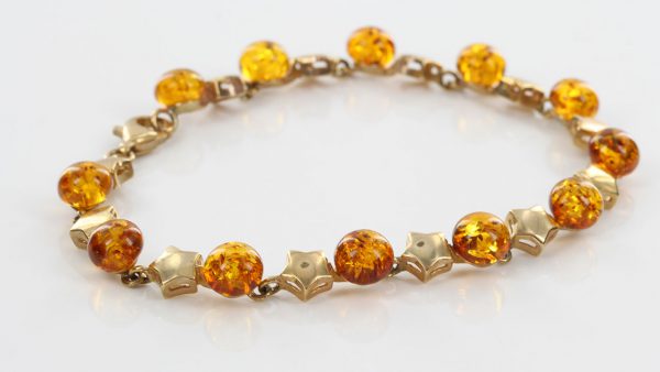 ITALIAN MADE LUCKY STAR GERMAN BALTIC AMBER BRACELET 9CT GOLD GBR135 RRP£850!!!