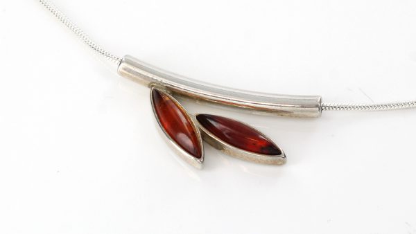 AMBER NECKLACE CONTEMPORARY DESIGN BALTIC Amber 925 SILVER -N039 RRP£75!!!