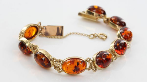 ITALIAN Handmade SMALL GERMAN BALTIC AMBER BRACELET IN 9CT solid GOLD -GBR130 RRP£995!!!